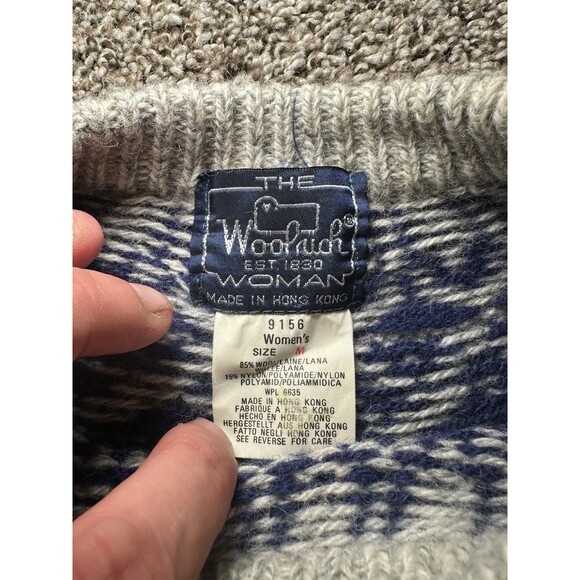 Vintage 80s/90s Woolrich Woman Scenic Fair Isle Sheep Wool Knit Sweater Size M - Picture 4 of 6